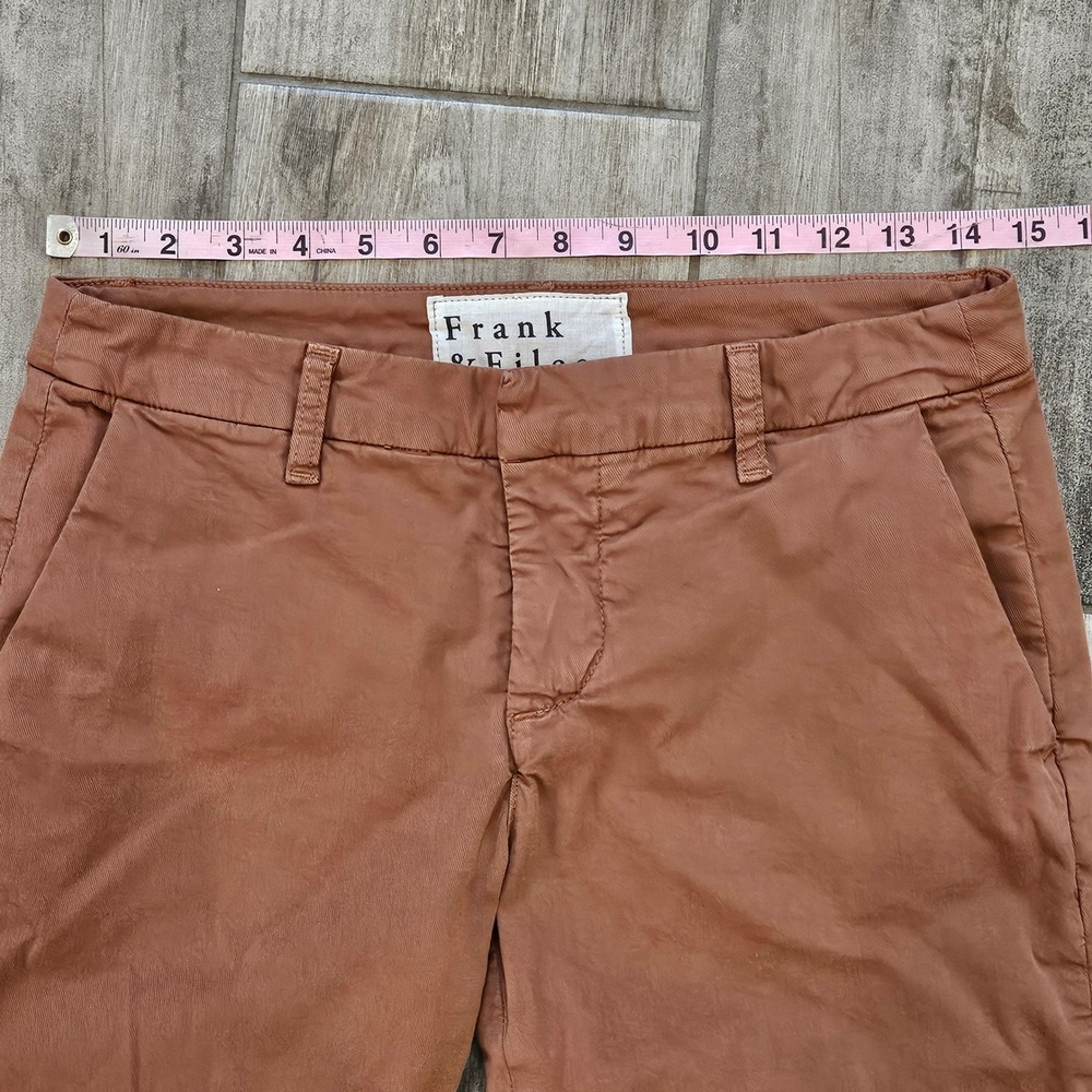 Frank & Eileen Wicklow Pants Women's Size 2 Rust Tan Cotton Blend Raw Hem Casual - Picture 6 of 13